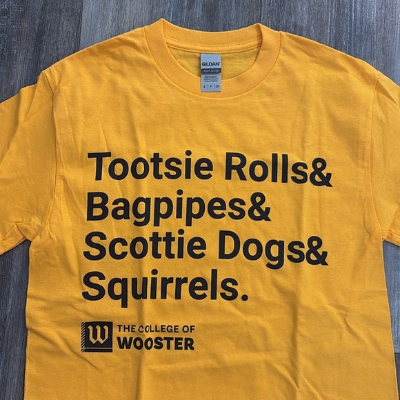 College Corner The College of Wooster Small Yellow Short Sleeve Tee - Picture 3 of 4